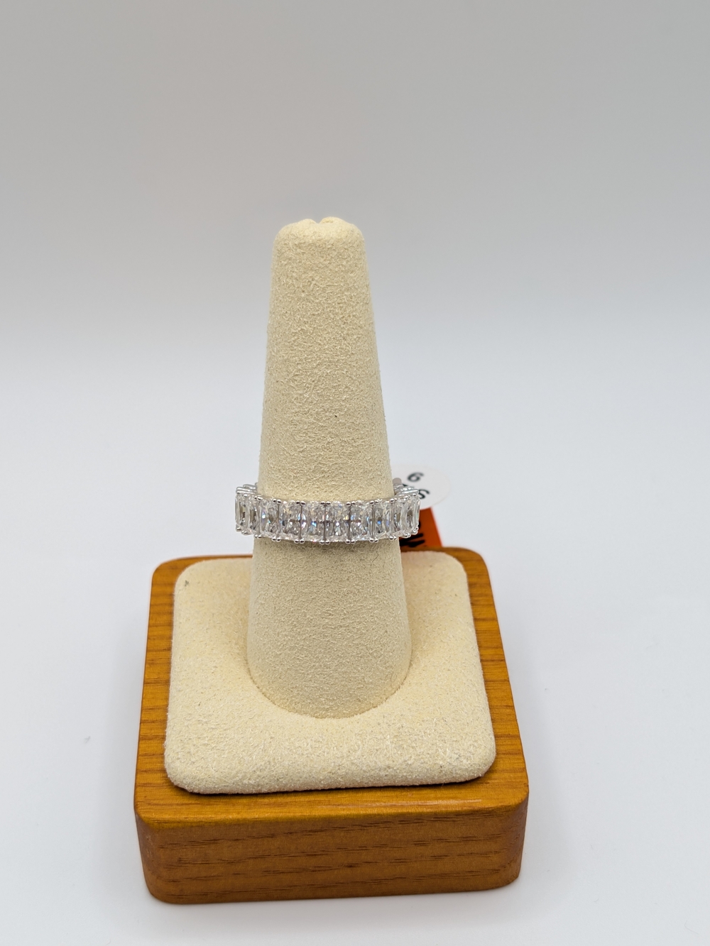 NWT 925 Sterling Silver Moissanite Emerald Cut Eternity Band Ring Size 9